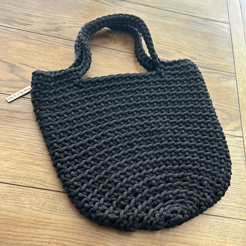 Medium size handmade black hobo bag